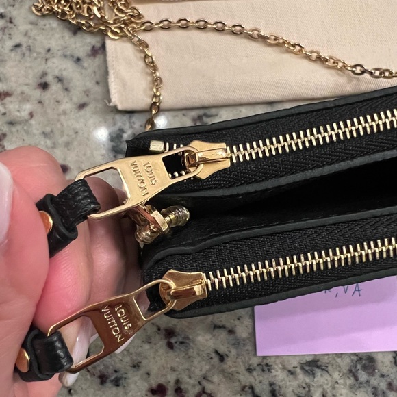 LOUIS VUITTON DOUBLE ZIP POCHETTE CROSSBODY EMPREINTE MONOGRAM NOIR Black - Picture 4 of 16